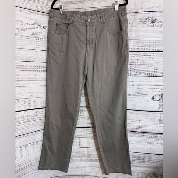 Meyer Jeans Mens Sz 35 / 31 Tan cotton blend Diego pin striped Modern Fit chino - Picture 3 of 14